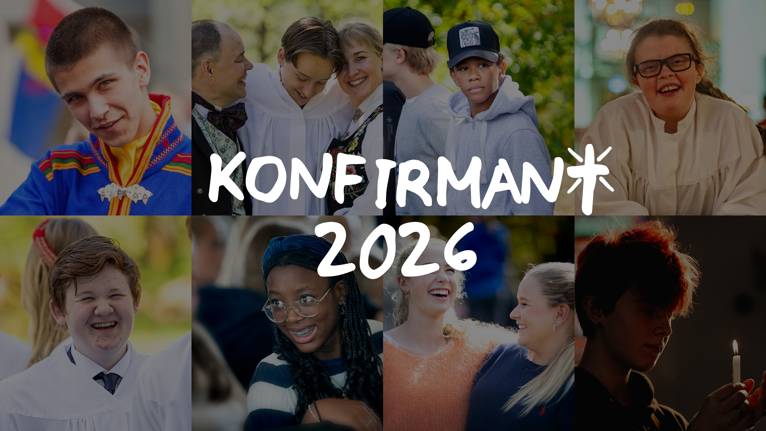 Kollasje av konfirmanter med logo: Konfirmant 2026